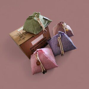 Bamboo Charcoal Air Purifying Bag, 4 multi-colored pyramid bags in a box